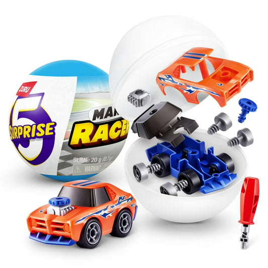 5 Mini Brinquedos Colecionáveis Surpresa com Tema de Carro de Corrida Make-A-Racer da ZURU